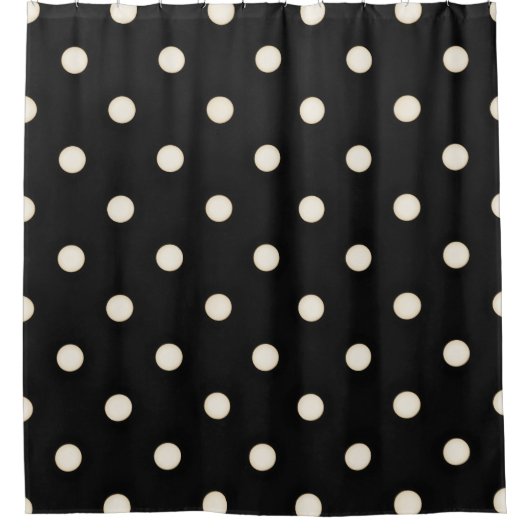 Grote Polka Dots Antiek Wit en Zwart Douchegordijn (Voorkant)