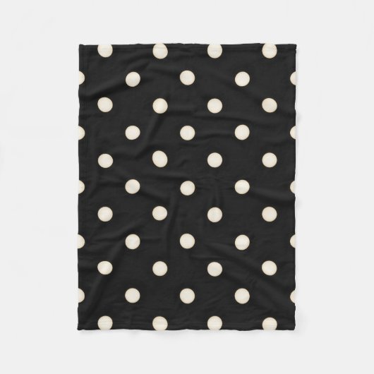 Grote Polka Dots Antiek Wit en Zwart Fleece Deken (Voorkant)