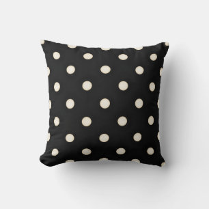 Grote Polka Dots Antiek Wit en Zwart Kussen