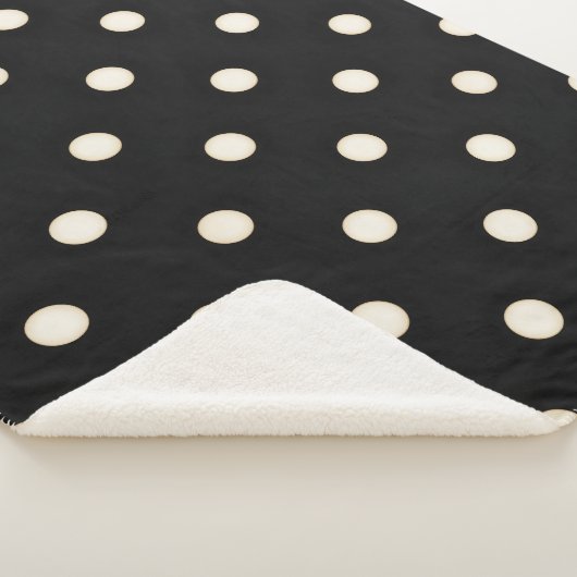 Grote Polka Dots Antiek Wit en Zwart Sherpa Deken (3/4)