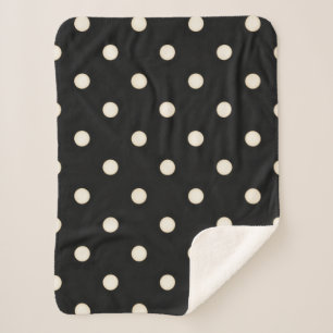 Grote Polka Dots Antiek Wit en Zwart Sherpa Deken