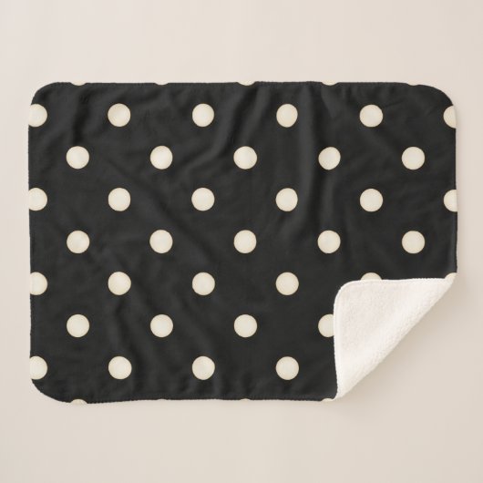 Grote Polka Dots Antiek Wit en Zwart Sherpa Deken (Voorkant (horizontaal))