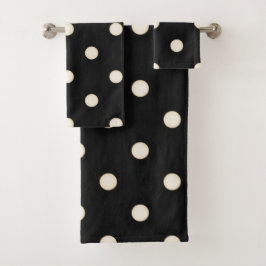 Grote Polka Dots Antiek Wit & Zwart Bad Handdoek