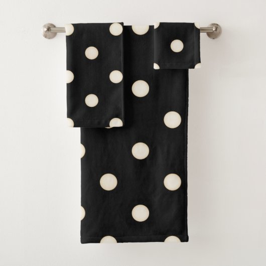 Grote Polka Dots Antiek Wit & Zwart Bad Handdoek (Insitu)
