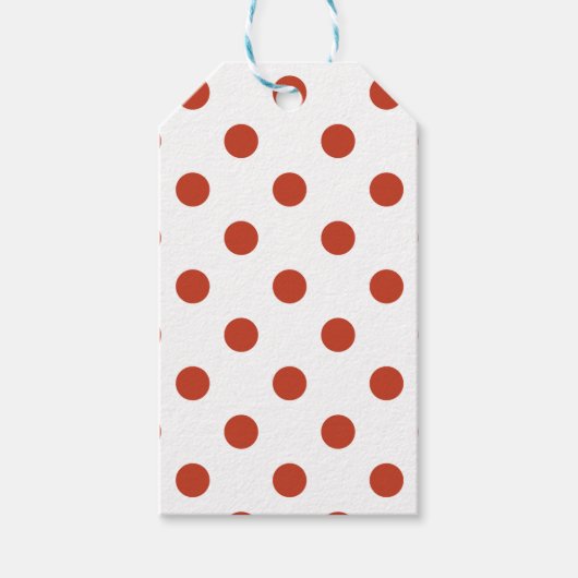 Grote Polka Dots - Donker Pastel Rood op Wit Cadeaulabel (Voorkant)