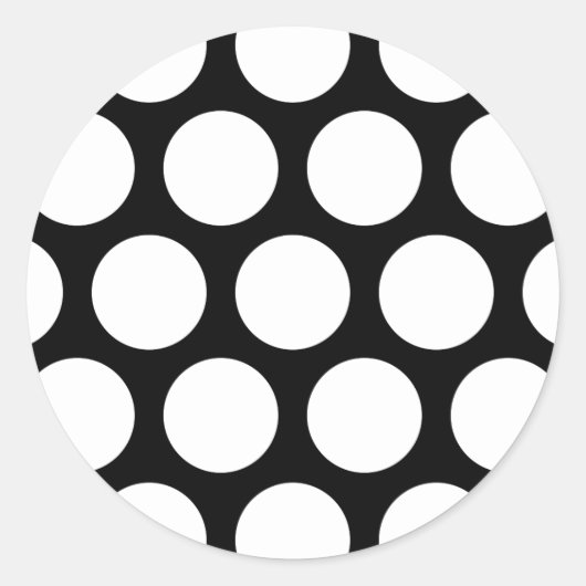 Grote polka dots patroon: zwart & wit ronde sticker (Voorkant)