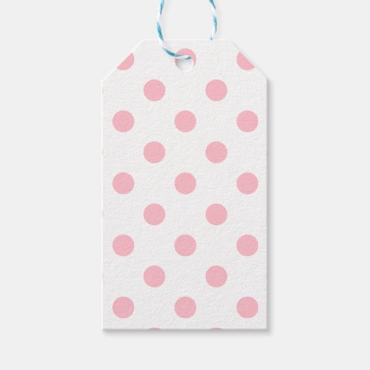 Grote Polka Dots - Roze op Wit Cadeaulabel (Voorkant)