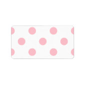 Grote Polka Dots - Roze op Wit Etiket (Voorkant)