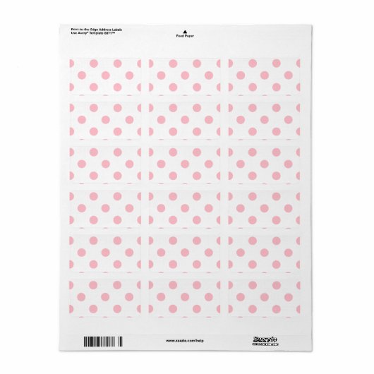 Grote Polka Dots - Roze op Wit Etiket (Full Sheet)