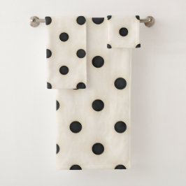 Grote Polka Dots Zwart & Antiek Wit Bad Handdoek