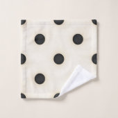 Grote Polka Dots Zwart & Antiek Wit Bad Handdoek (Wasdoekje)