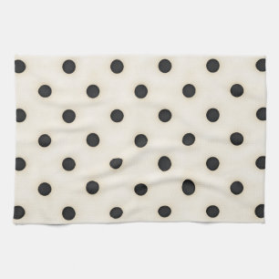 Grote Polka Dots Zwart & Antiek Wit Theedoek