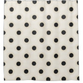 Grote Polka Dots Zwart en Antiek Wit Douchegordijn (Voorkant)