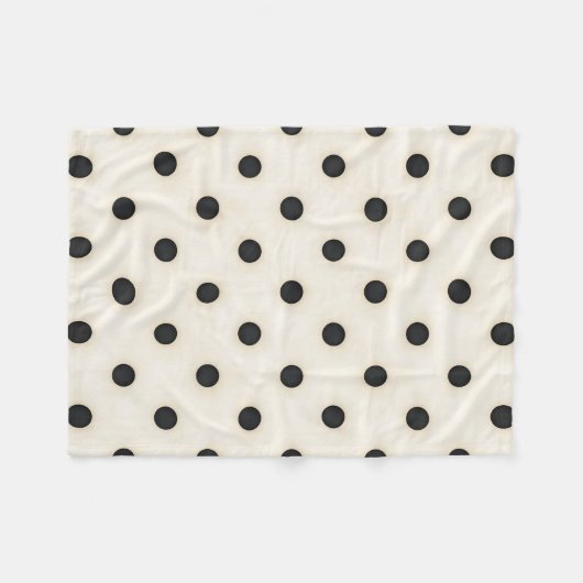 Grote Polka Dots Zwart en Antiek Wit Fleece Deken (Voorkant (Horizontaal))