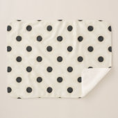 Grote Polka Dots Zwart en Antiek Wit Sherpa Deken (Voorkant (horizontaal))