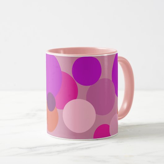 Grote polka-punten van 70 jaar in paars mok (Voorkant rechts)