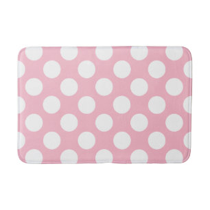  grote polka stippen wit pastel roze patroon badmat