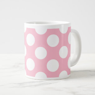 grote polka stippen wit pastel roze patroon koffiekop