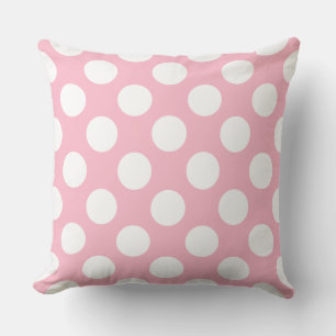 grote polka stippen wit pastel roze patroon kussen