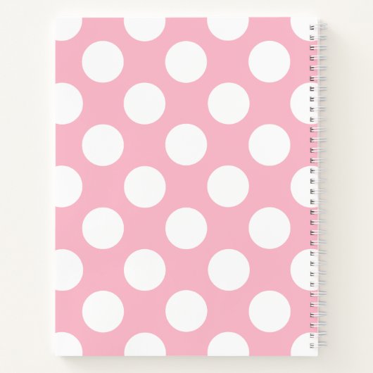  grote polka stippen wit pastel roze patroon notitieboek (Achterkant)