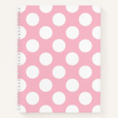  grote polka stippen wit pastel roze patroon notitieboek (Voorkant)