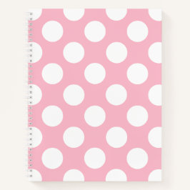  grote polka stippen wit pastel roze patroon notitieboek