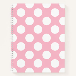 grote polka stippen wit pastel roze patroon notitieboek