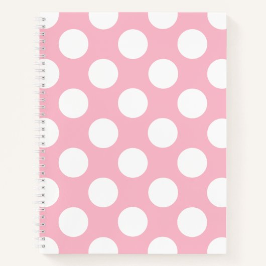  grote polka stippen wit pastel roze patroon notitieboek (Voorkant)