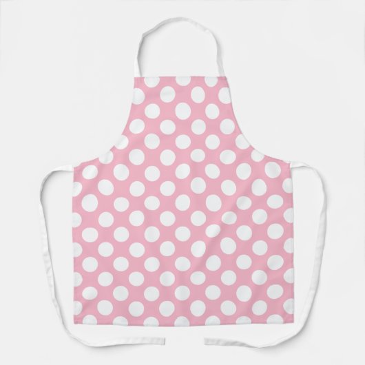  grote polka stippen wit pastel roze patroon schort (Voorkant)