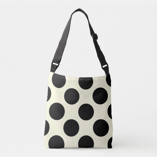 Grote polka-stippen zijn zwart-wit crossbody tas (Voorkant)