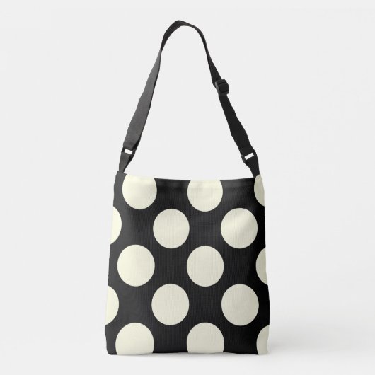 Grote polka-stippen zwart-wit crossbody tas (Achterkant)