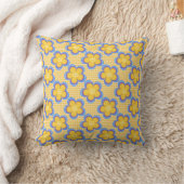 Grote Polkadot Paarse Blue Digital Flowers Kussen (Deken)