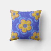 Grote Polkadot Paarse Blue Digital Flowers Kussen (Achterkant)