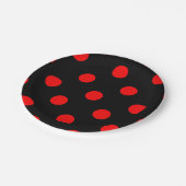 Grote pooldots - Rood op zwart Papieren Bordje (Gekanteld)
