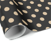 Grote pooldots - Tan op zwart Cadeaupapier (Rol Hoek)