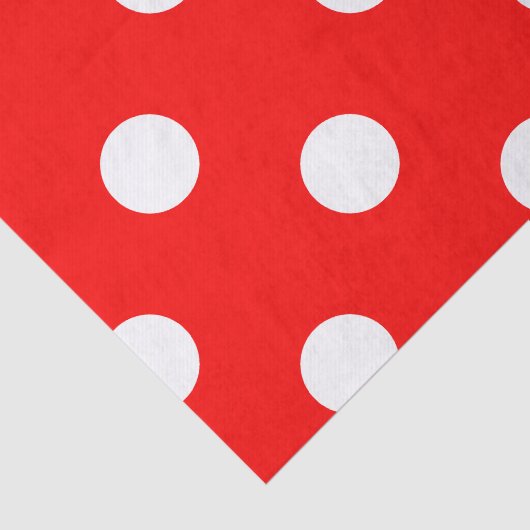 Grote pooldots - wit op rood tissuepapier (Detail)