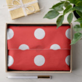 Grote pooldots - wit op rood tissuepapier (Geschenk)