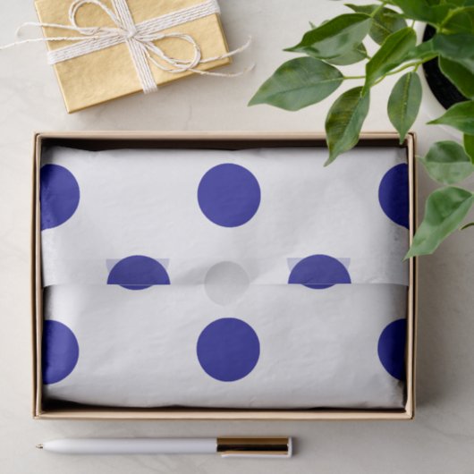 Grote Poolse stippen - Donkerblauw op wit Tissuepapier (Geschenk)