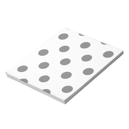 Grote Poolse stippen - Grijs op Wit Notitieblok (Linkerzijde)