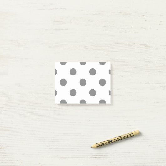 Grote Poolse stippen - Grijs op Wit Post-it® Notes (Op bureau)