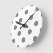 Grote Poolse stippen - Grijs op Wit Ronde Klok (Hoek)