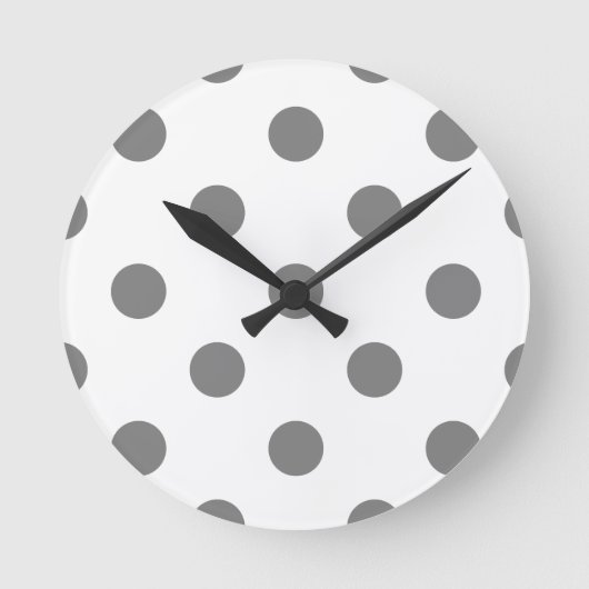 Grote Poolse stippen - Grijs op Wit Ronde Klok (Voorkant)