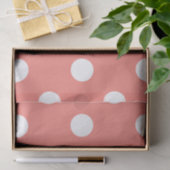 Grote Poolse stippen - wit op koraalroze Tissuepapier (Geschenk)