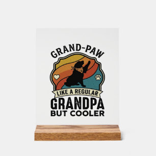 Grote Poot Opa Hond Retro Zonsondergang Bandana_1 Acryl Bord