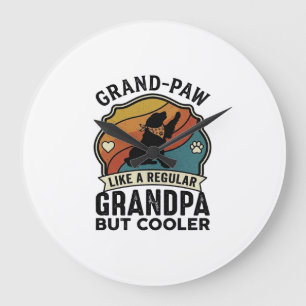 Grote Poot Opa Hond Retro Zonsondergang Bandana_1 Klok