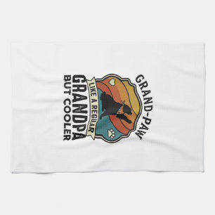 Grote Poot Opa Hond Retro Zonsondergang Bandana_1 Theedoek