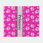 Grote Poot Print Roze Deken Aangepaste Hond Naam (Voorkant (Horizontaal))