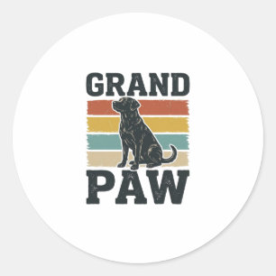 Grote Poot Vintage Hond Opa T-shirt Ontwerp_1 Ronde Sticker
