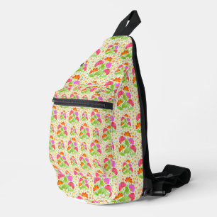 Grote Pop Kleur Bloemen Roze en Sinaasappel Bord G Sling Bag