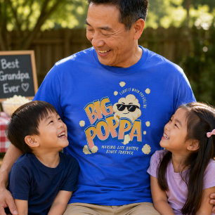 Grote Poppa Popcorn Papa T-shirt Grappige Vaderdag